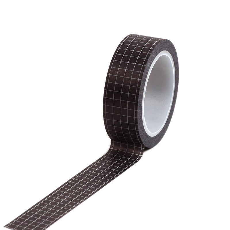 Cuộn băng keo giấy tự dính họa tiết kẻ ô màu sắc trang trí sổ tay DIY dài 10m