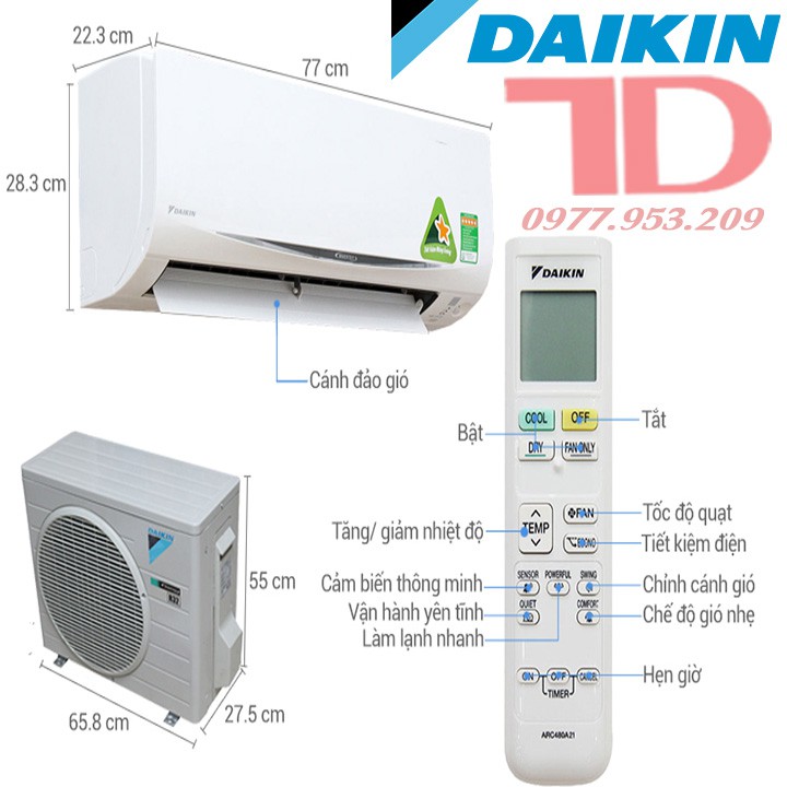 Remote máy lạnh Daikin Inverter dòng FTKC Series