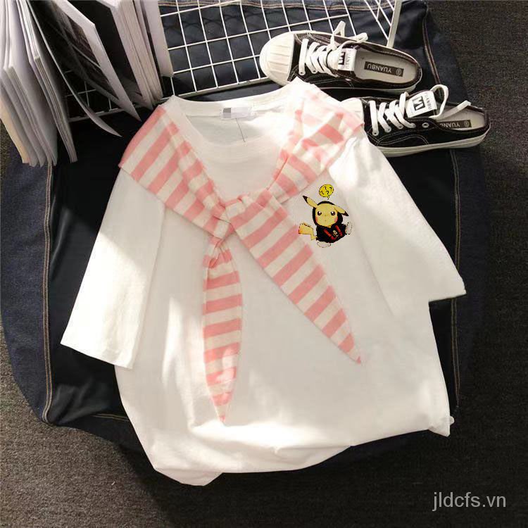 Áo Thun Tay Ngắn Họa Tiết Kẻ Sọc Phong Cách Hải Quân Nhật Bản Thời Trang Mùa Hè Cho Nữ