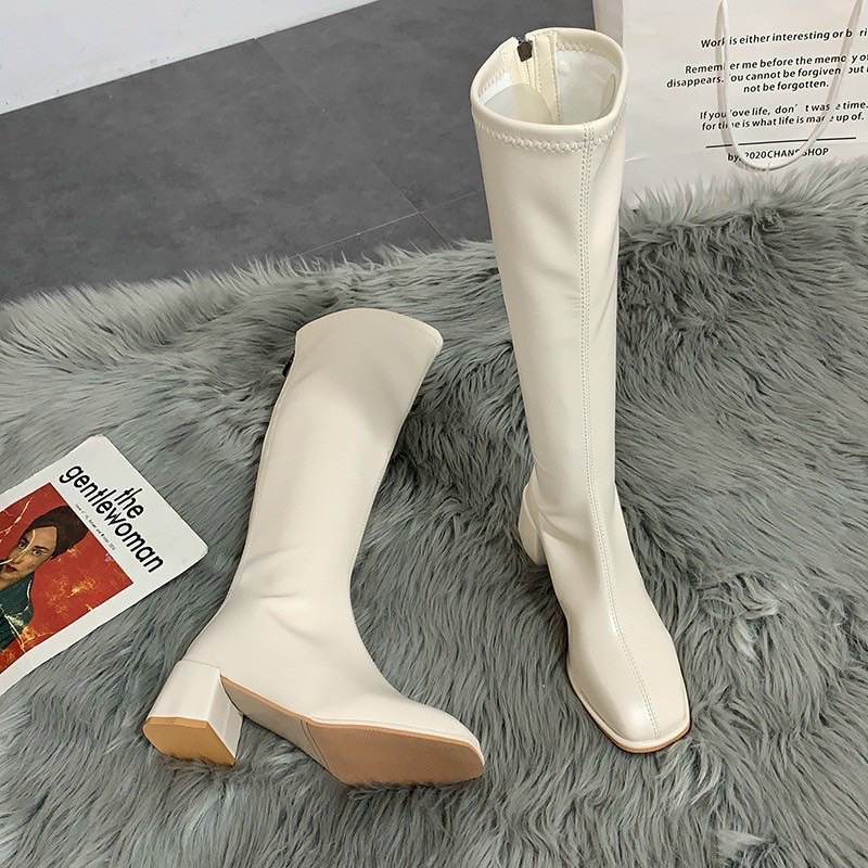 Bốt đùi nữ có khoá kéo đế vuông 5cm -G04 | BigBuy360 - bigbuy360.vn