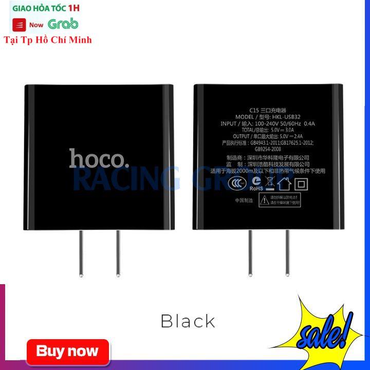 Củ Sạc Nhanh Hoco C15 3 Cổng 5V-2.4A Có Led Hiển Thị - Bảo Hành 12 Tháng