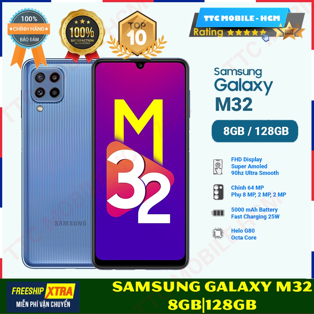 Điện thoại Samsung Galaxy M32 8GB/128GB - Pin 5.000 mAH - 25W - Freeship | Hàng Chính Hãng - Nguyên Seal | BigBuy360 - bigbuy360.vn
