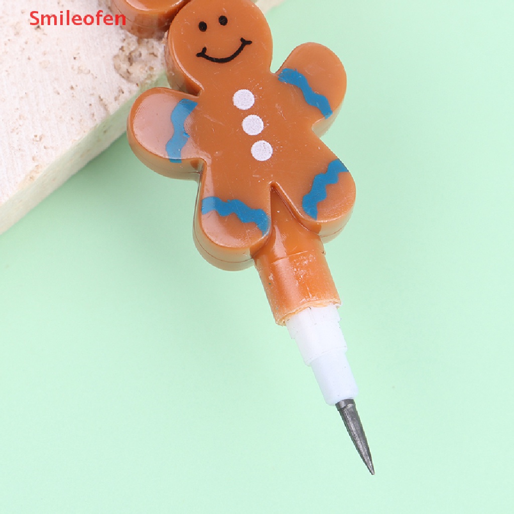 [Smileofen] Set 5 Bút Chì Vẽ Xếp Chồng Lên Nhau Hình Bánh Gừng Giáng Sinh Dành Cho Học Sinh