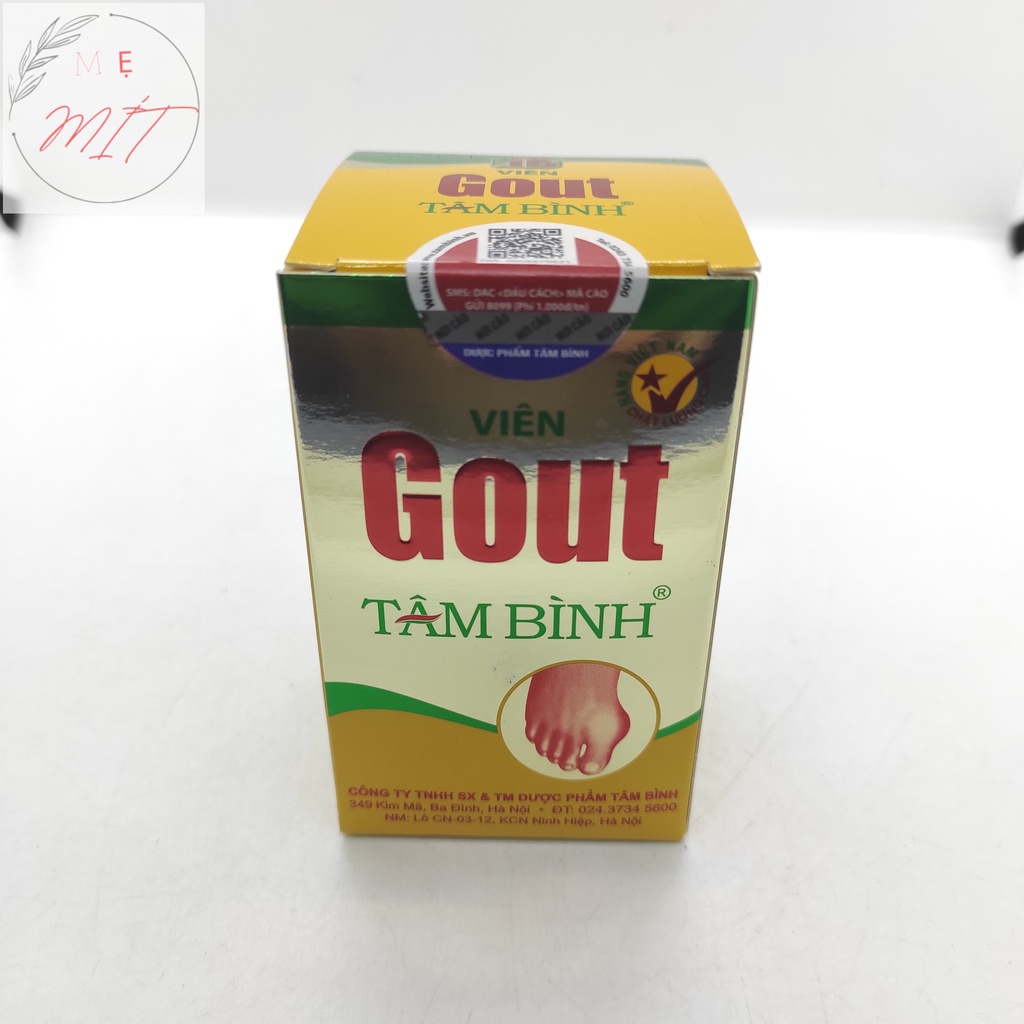 Viên Gout Tâm Bình - Hỗ Trợ Giảm Gút Từ Thảo Dược, Giảm Acid uric Máu  Lọ 60 viên