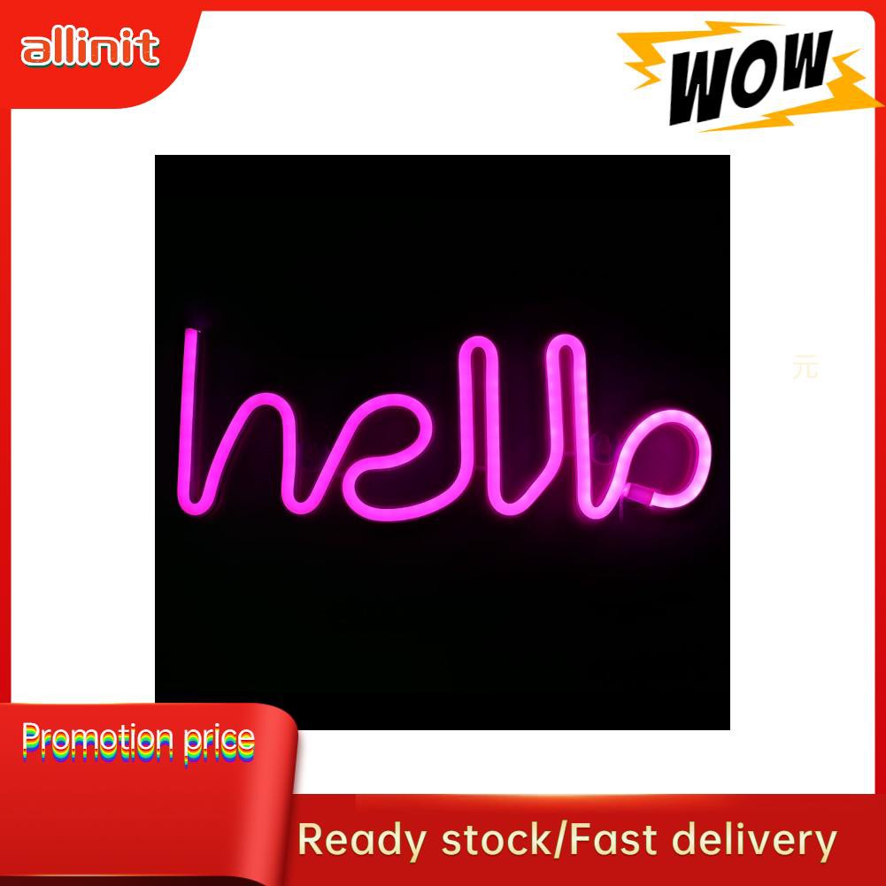 Allinit Unique Hello English Letter Shape LED Light Decorative for Proposal Birthday Party Home