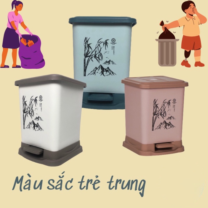 Thùng Đựng Rác Văn Phòng Tiện Lợi Có Nắp Đậy Phong Cách Nhật Bản