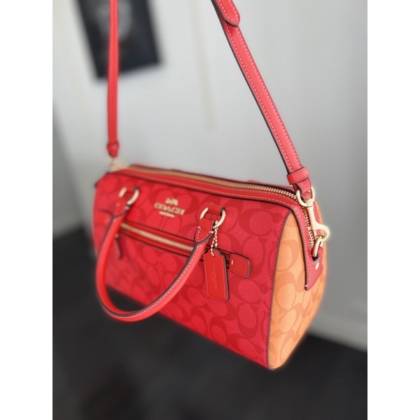 Túi Coach Rowan trống logo đỏ phối cam super nổi bật - hàng săn sale Mỹ chính hãng