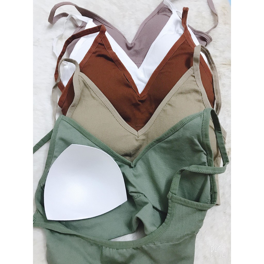 Áo bralette cotton gân tăm HOT HIT Áo ngực thun len tăm thoải mái cho nữ