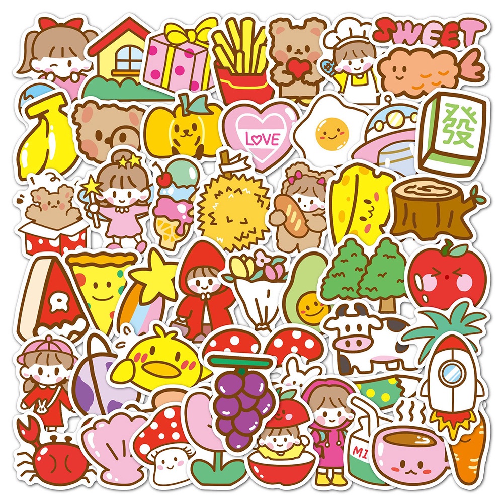 Set 50 Miếng Dán Hình Động Vật Dễ Thương Dùng Để Trang Trí