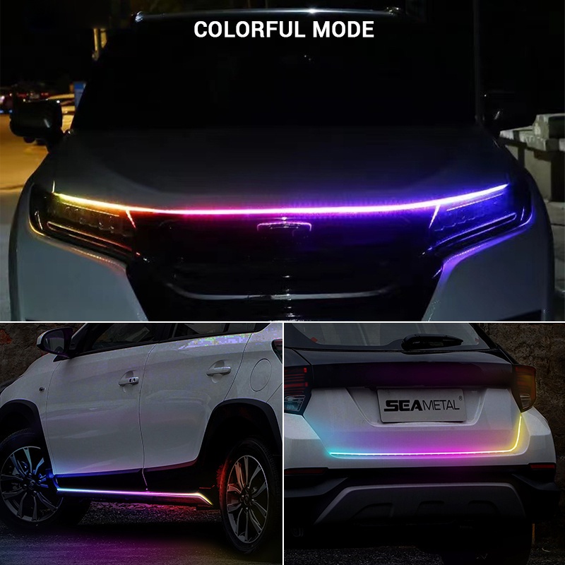 Dải đèn LED ô tô SEAMETAL 12v tự động gắn phía trước đầy màu sắc trắng băng xanh dương 150/180 CM