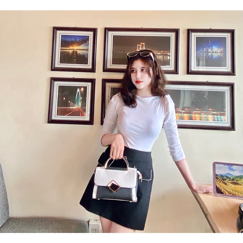 Túi Xách Nữ Đeo Chéo Khóa Vuông Cách Điệu Đẹp Phong Cách Trẻ Trung Giá Rẻ