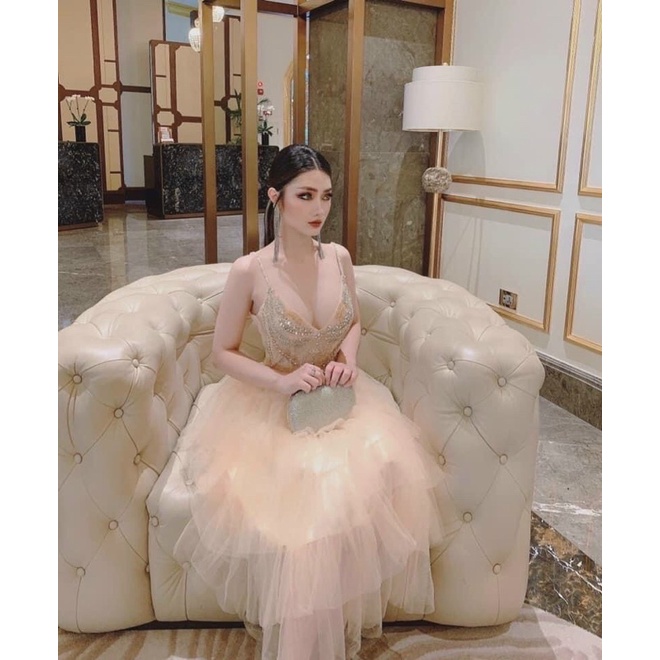 Đầm váy nữ xoè tầng 2 dây có 4 màu