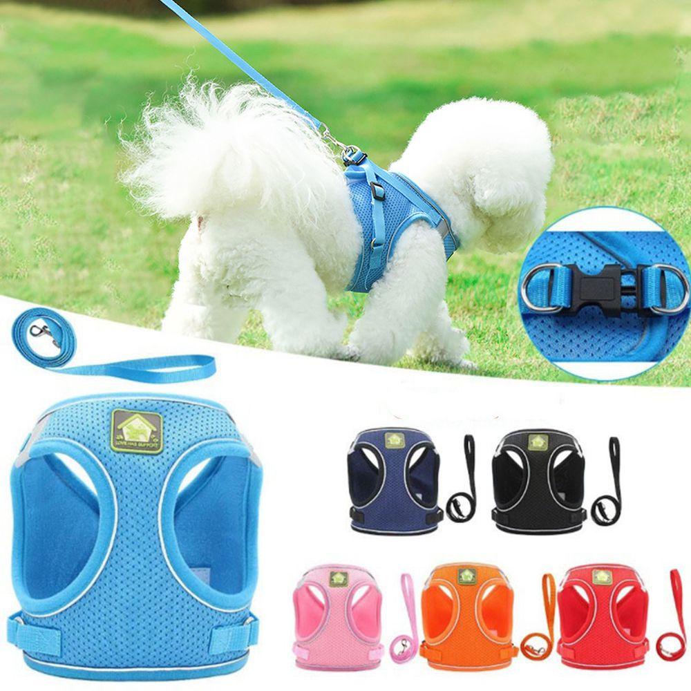 Đai Dắt Thú Cưng Đi Dạo Có Dây Dắt Size XS-XL Mềm Mại Thoáng Khí