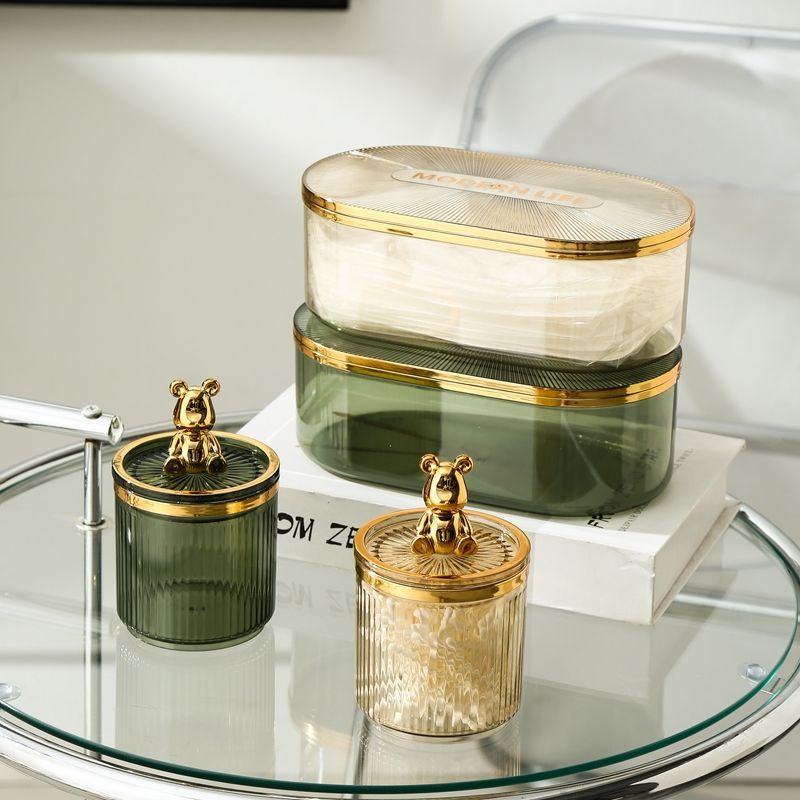 Hộp Đựng Tăm Bông / Mỹ Phẩm Để Bàn Tiện Lợi