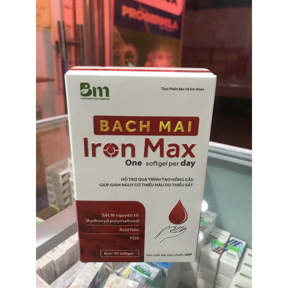 ✅  Viên uống sắt Iron Max Bạch Mai - Viên uống bổ sung sắt, acid folic, bổ máu, tạo hồng cầu
