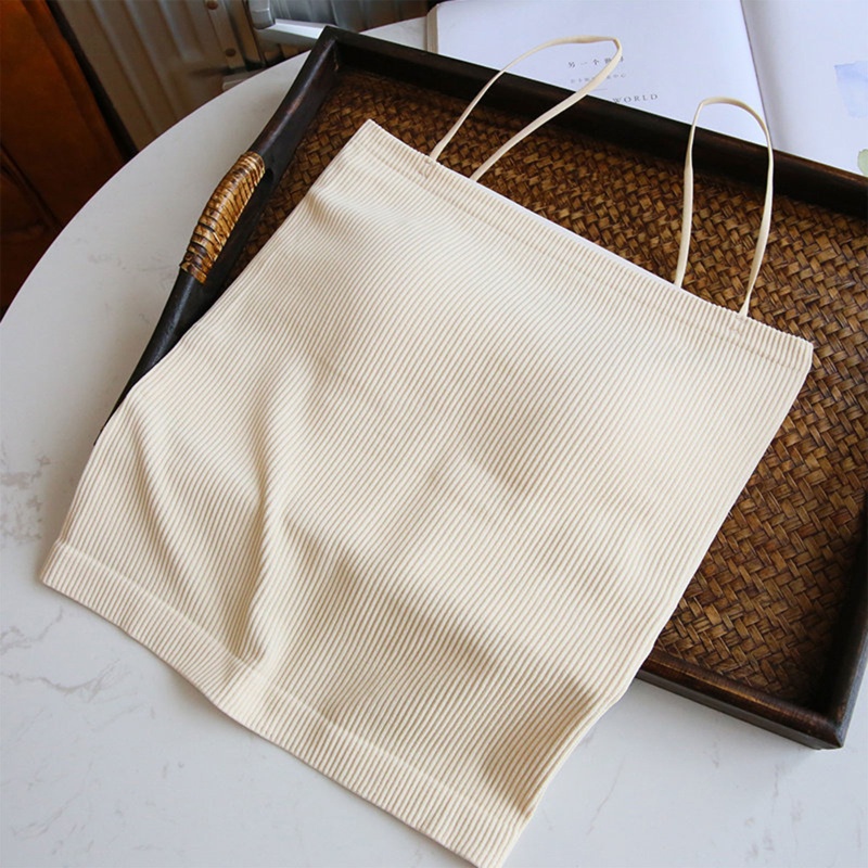 Brroa Áo Hai Dây Dệt Kim Màu Trơn Có Gân Và Kệ Áo Ngực Dành Cho Nữ