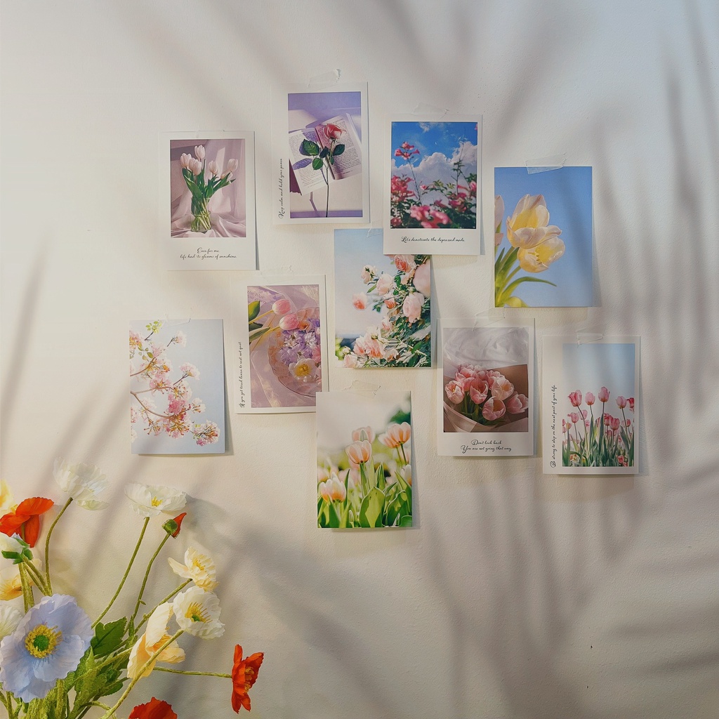 Bưu thiếp postcard trang trí Spring 10 tấm retro decor chụp ảnh