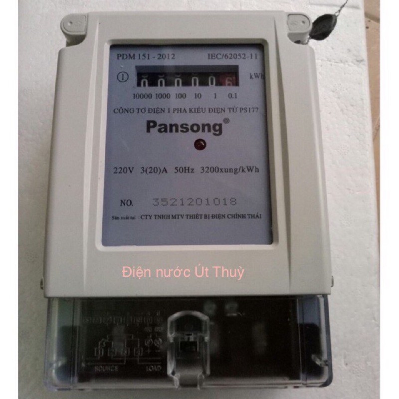 Công tơ điện 1 pha kiểu điện tử Pansong PS177