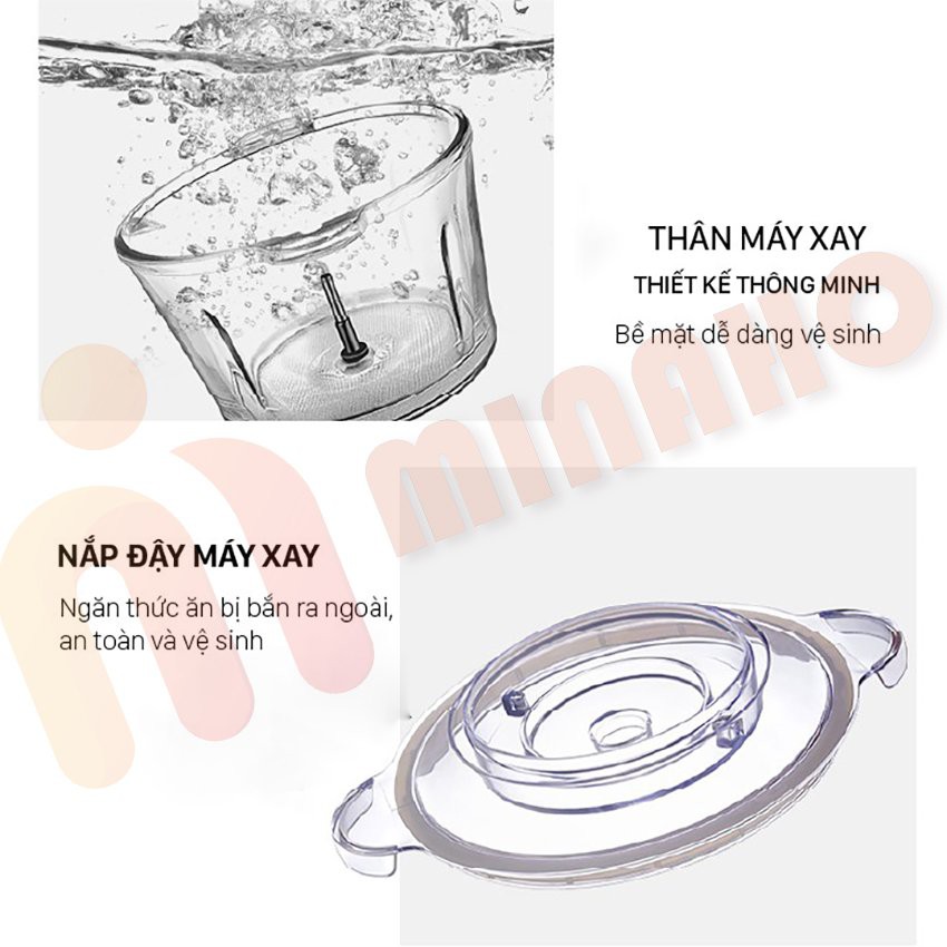 Máy Xay Thịt Đa Năng Cối Inox MINAHO - 4 Lưỡi Dao Thép Không Gỉ,Say Sinh Tố Thịt, Cá, Rau Củ Hoa Quả (CHẤT LƯỢNG CAO)