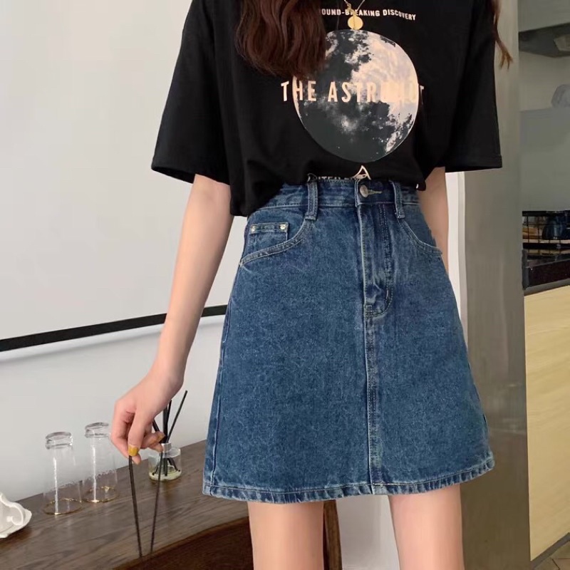 Chân váy thô jeans ngắn basic 40509 CHERRY COCO