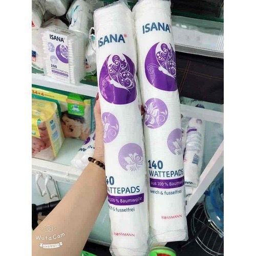 Bông tẩy trang Ebelin/Isana 140 miếng sợi dai hàng Đức chính hãng