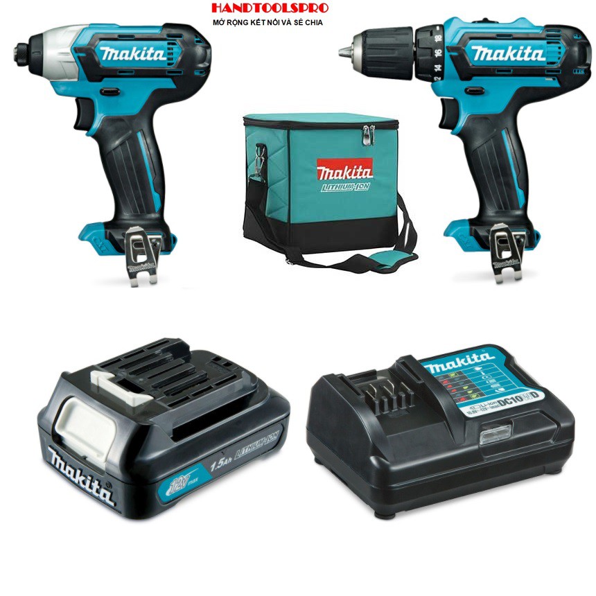 Bộ COMBO máy khoan vặn vít dùng pin Makita CLX224S (12V)
