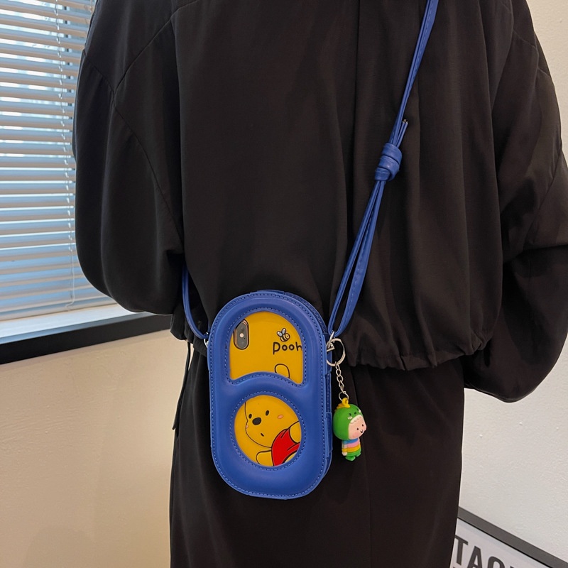 Túi đeo chéo mini IELGY màu trơn có móc khóa dùng đựng điện thoại dành cho nữ