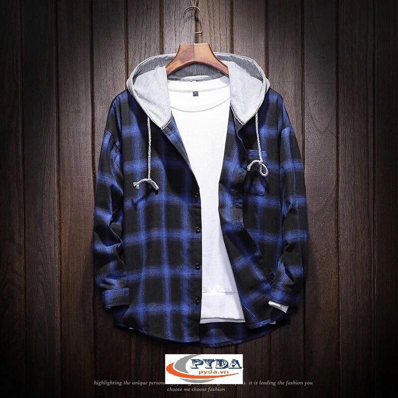 Áo Khoác Sơ Mi Caro Flannel có nón nhiều màu Unisex | BigBuy360 - bigbuy360.vn