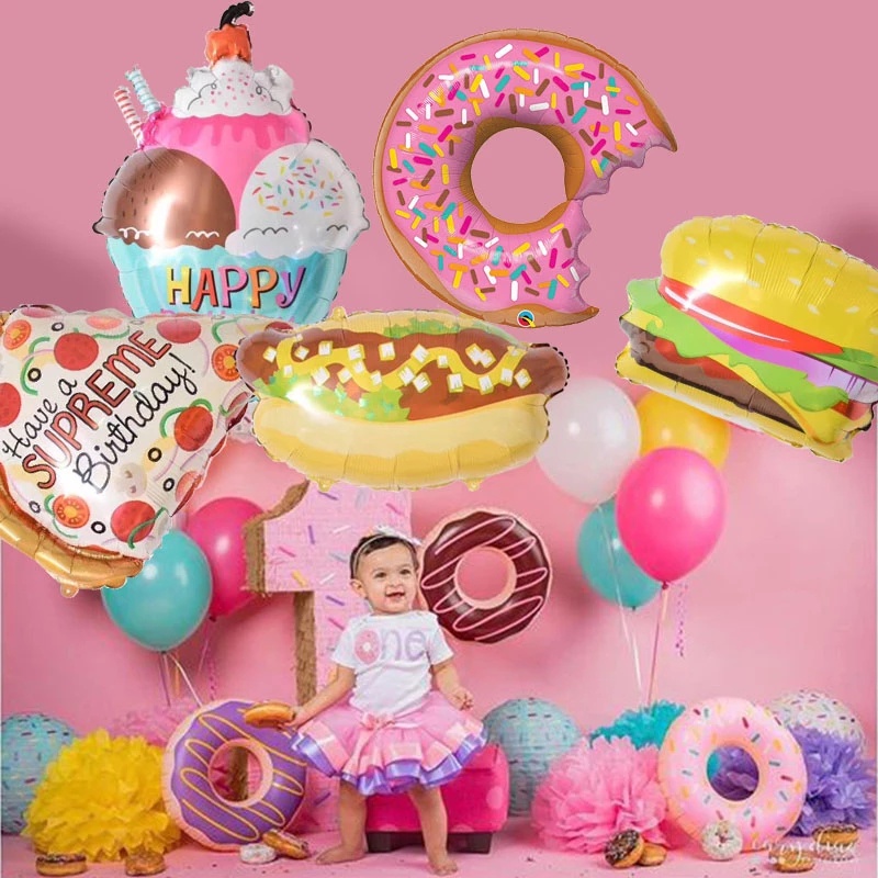 1 Bong Bóng Lá Nhôm Hình Bánh Donut/Kem/Bánh Donut Trang Trí Tiệc Sinh Nhật Cho Người Lớn Và Trẻ Em