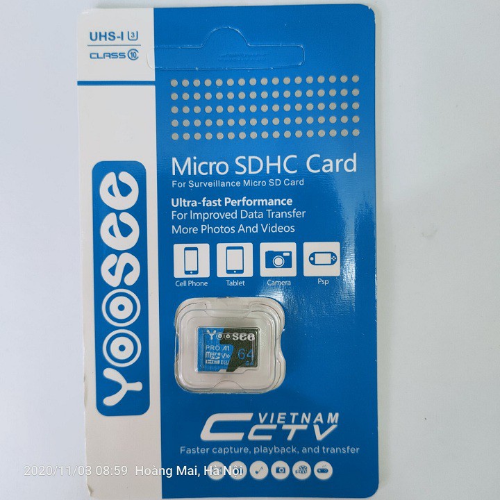 Thẻ nhớ yoosee 64GB Pro A1 Micro SDHC U3 class 10 - Tốc độ cao 100MB/S