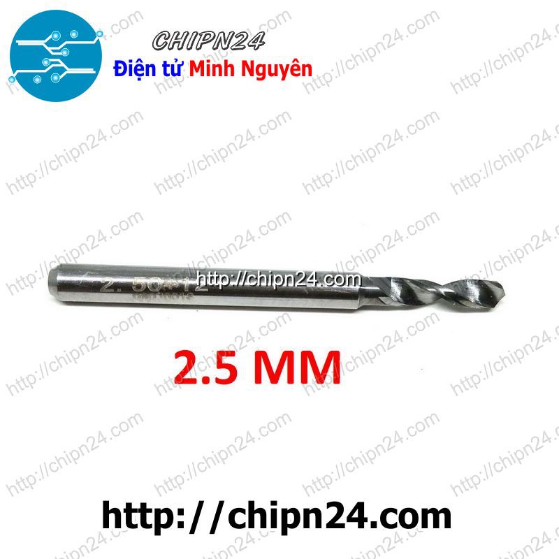 [1 CÂY] Mũi khoan mạch in CNC HỢP KIM 2.5mm (Mạch điện tử, PCB)