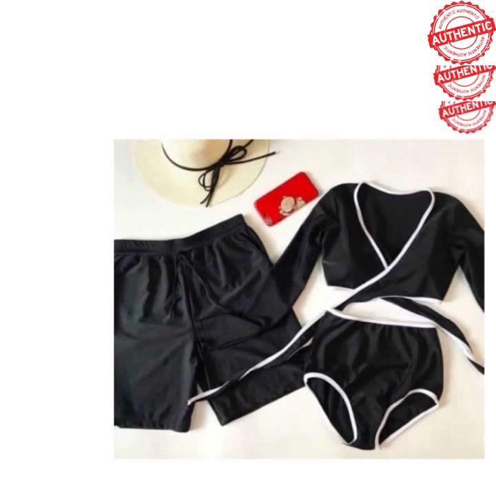 BEAUKY Bikini cặp/ Đồ bơi cặp/ Đồ đôi đi biển đen tay dài cho nam nữ