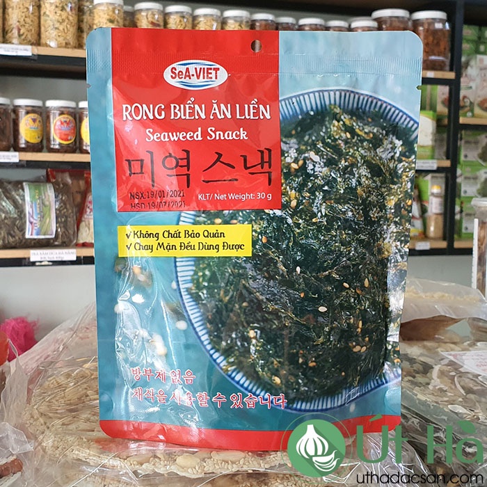 Rong Biển Cháy Tỏi Bịch 30gr Rong Biển Ăn Liền SeA-Viet Nha Trang Chay Mặn Đều Dùng Được  - Út Hà Đặc Sản
