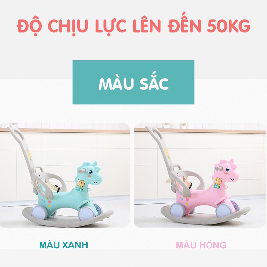 Ngựa Bập Bênh Đa Năng Minamino Kiêm Chòi Chân Xe Đẩy Có Nhạc Cho Bé Chính Hãng