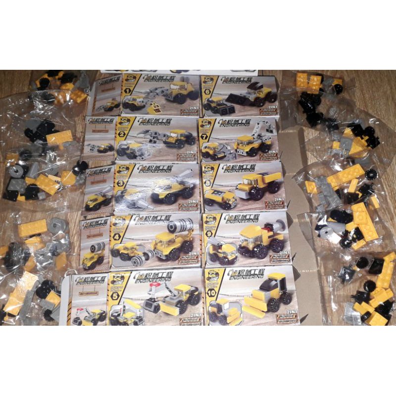 Sét Lego_Lắp ráp Xe công trình 10 chiếc 52010 có nhiều chi tiết bằng nhựa