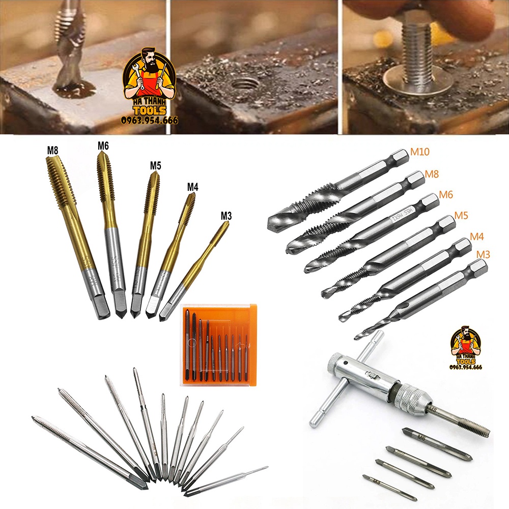 Mũi Taro Tạo Ren Thép Hss Đầy Đủ Các Loại M3-M10 - Phụ Kiện Máy Khoan