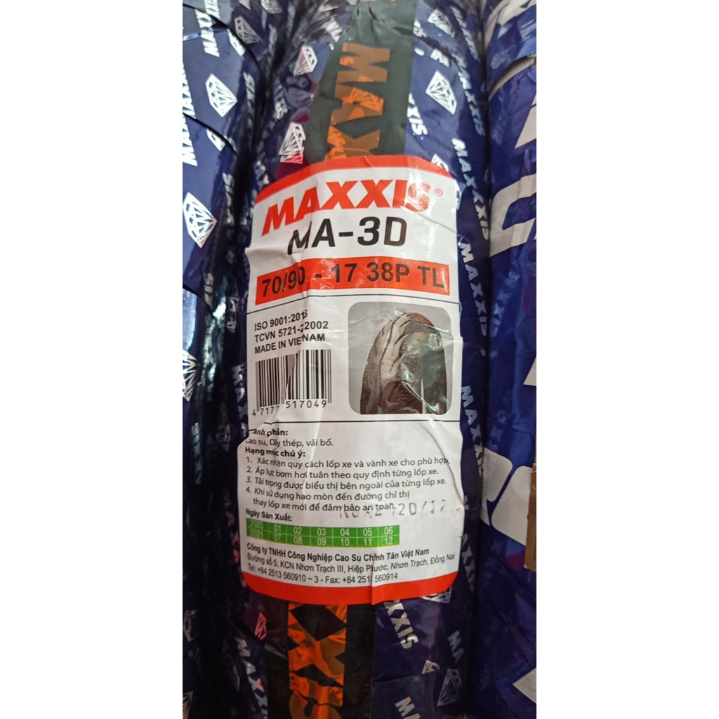 VỎ XE MÁY MAXXIS 70/90/17 MA3D dùng cho các dòng xe số như Wave RS, WRSX, WS110, Sirius, Exciter 135, ...