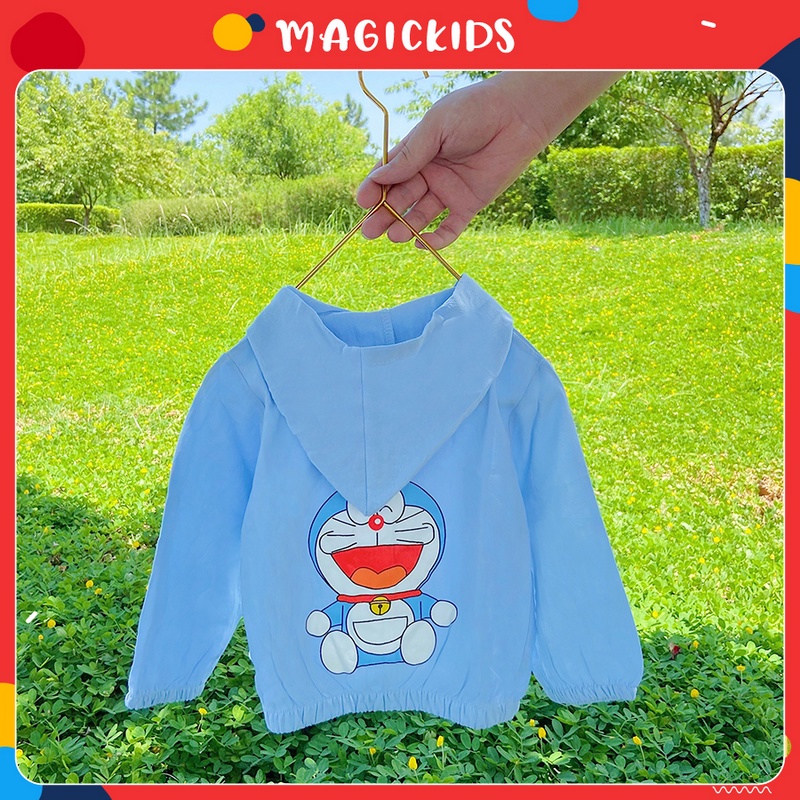 Áo khoác đũi họa tiết dễ thương tránh gió bụi ánh nắng cho bé trai bé gái Magickids