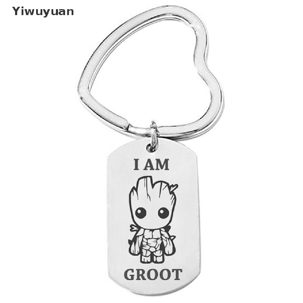 &lt; Yiwuyuan &gt; Móc Khóa Bằng Thép Titan Không Gỉ Hình Groot Trong Guardians of the Galaxy 2