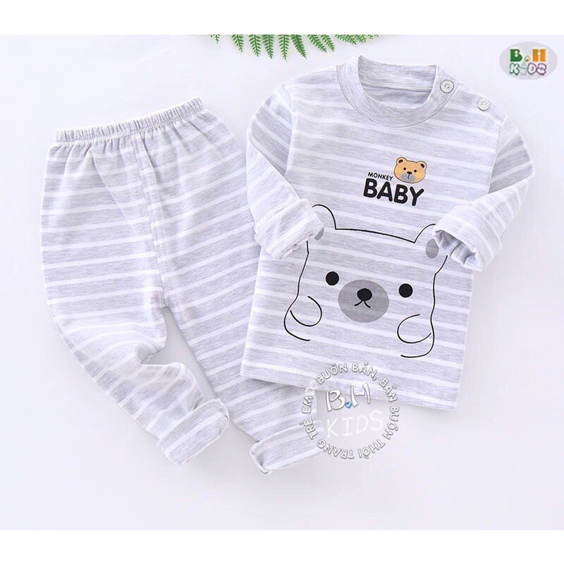 Bộ nỉ cho bé, Đồ bộ dài tay thu đông bé trai bé gái chất nỉ cotton cho bé từ 5-15kg_Quần áo trẻ em dài tay thu đông M20