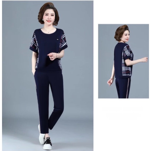 Bộ thể thao trung niên B95 - Set đồ thể dục trung tuổi - Quần áo thời trang trung niên cho mẹ, trung tuổi giá rẻ Bigsize
