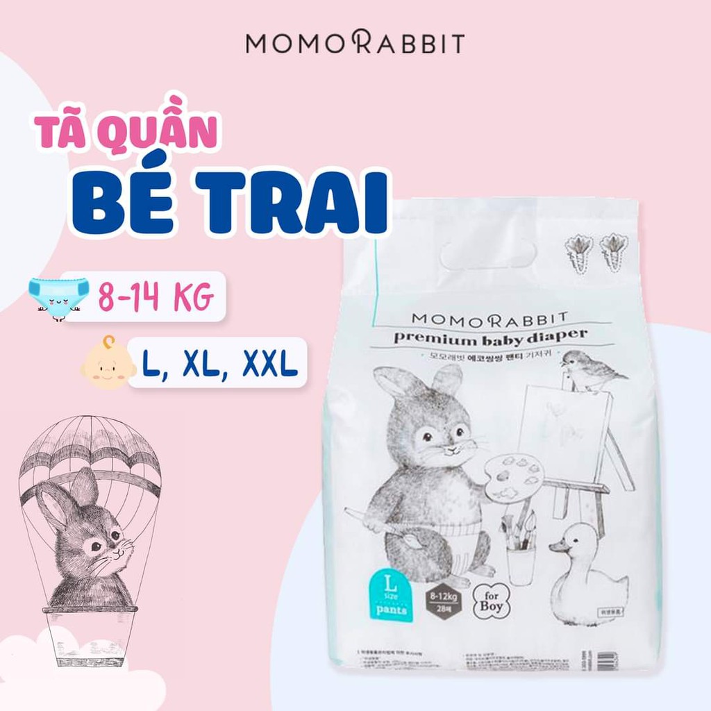 Bỉm Quần/Dán Momo Rabbit Nội Địa Hàn Đủ Size S36/M32/L30/XL36 và M30/L28/XL22/XXL18