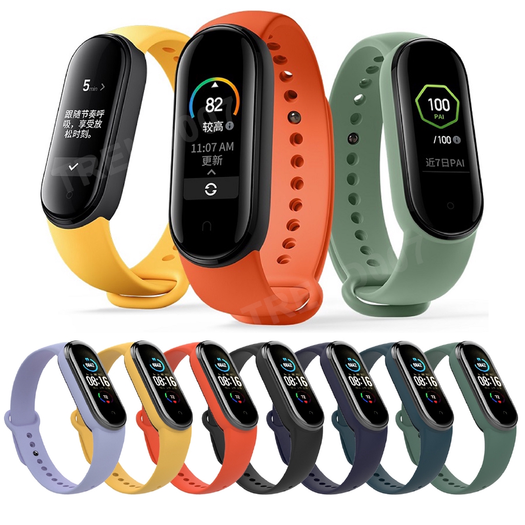 Dây Đeo Thay Thế Chất Liệu Silicon Màu Trơn Cho Xiaomi Mi Band 5