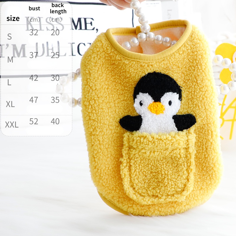 Áo Khoác Cotton Dày Không Tay In Hoạt Hình Dễ Thương Thời Trang Thu Đông Cho Thú Cưng