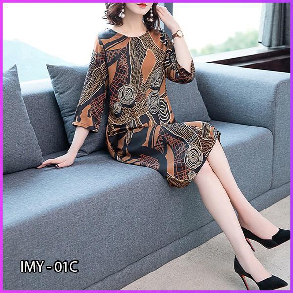 Đầm Dáng Xuông,Váy Trung Niên, Thiết Kế Họa Tiết Sang Trọng.