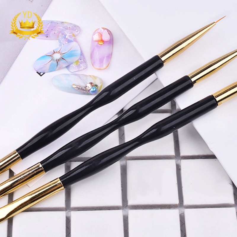 Cọ vẽ móng tay Gel UV màu đen hai đầu 7/9/11mm