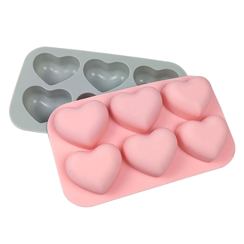 Khuôn Silicone 6 Ngăn Tạo Hình Trái Tim Trang Trí Bánh