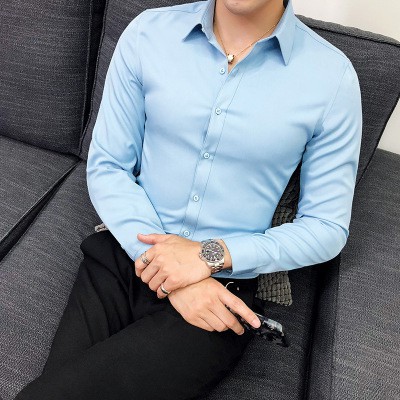 Áo sơ mi dài tay nam vải lụa thái mềm mại kiểu dáng đẹp phong cách hàn quốc