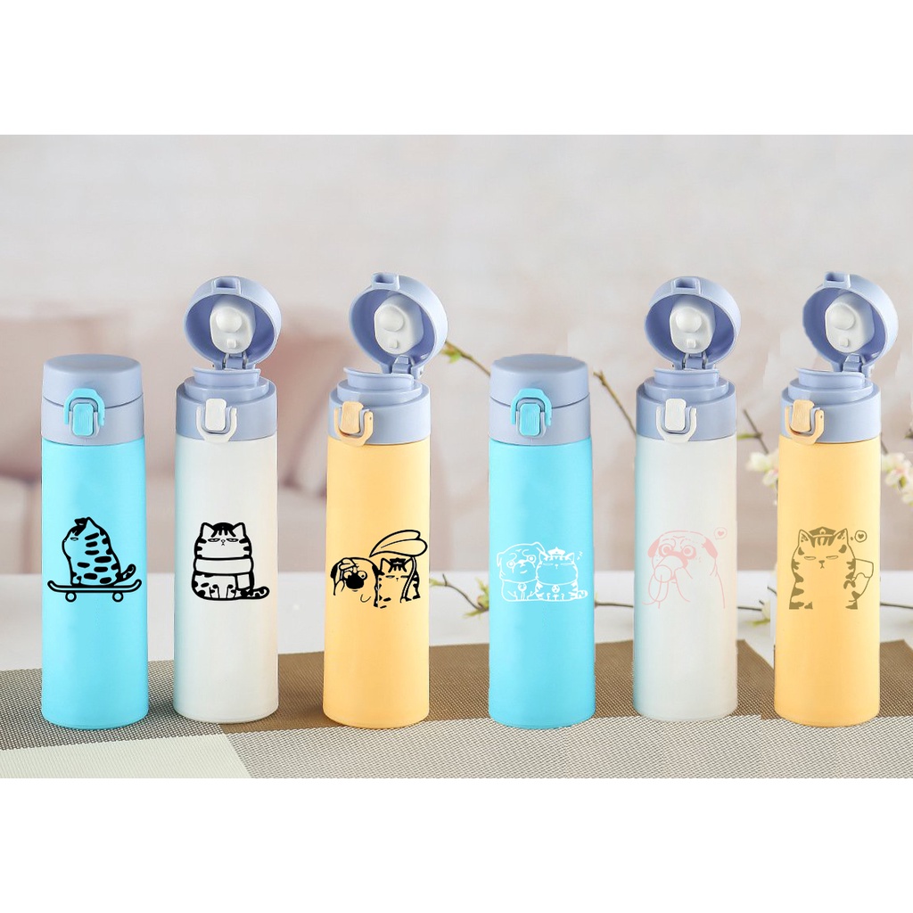 bình nước 2 lớp hoàng thượng mèo B2DC8 dễ thương cute hoạt hình 400-500ml