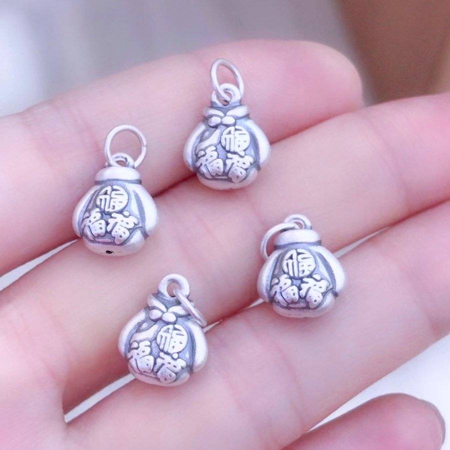 Charm bạc túi tiền in chữ Phúc - Kho sỉ bạc s925